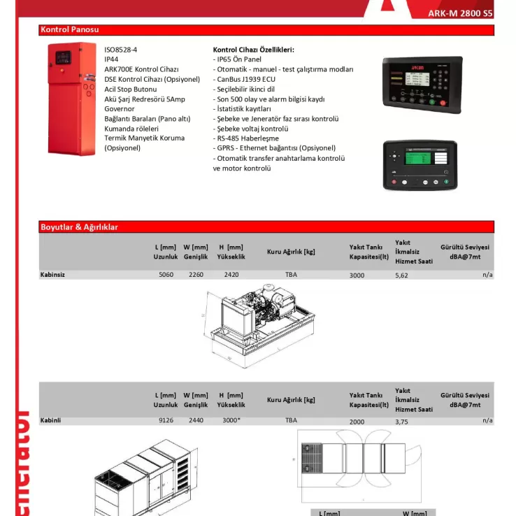 Arken Mitsubishi Linz ARK-M1400 L5 Dizel Jeneratör