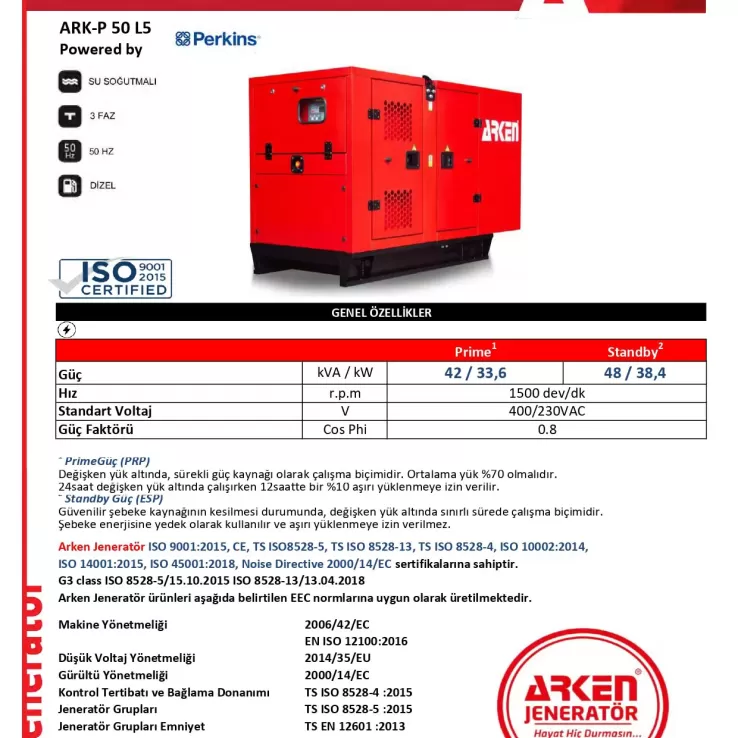 Arken Perkins Linz ARK-P 50 L5 Dizel Jeneratör