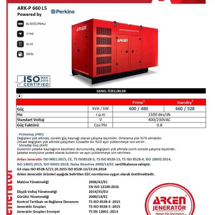 Arken Perkins Linz ARK-P 660 L5 Dizel Jeneratör