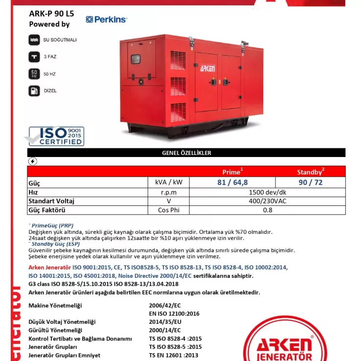 Arken Perkins Linz ARK-P 90 L5 Dizel Jeneratör