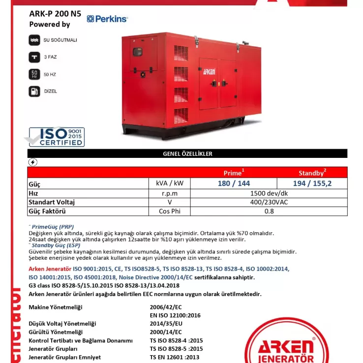 Arken Perkins Nekra ARK-P 200 N5 Dizel Jeneratör