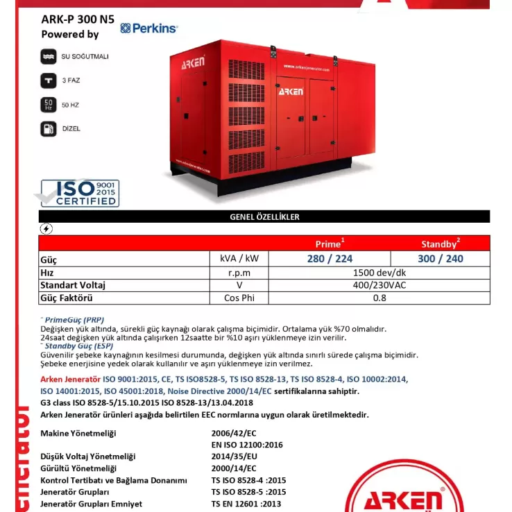 Arken Perkins Nekra ARK-P 300 N5 Dizel Jeneratör
