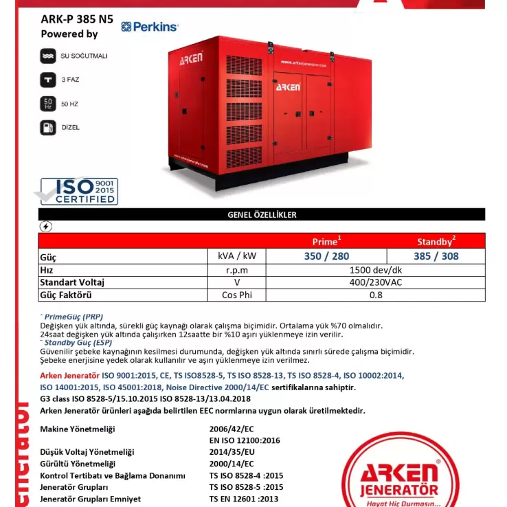 Arken Perkins Nekra ARK-P 385 N5 Dizel Jeneratör