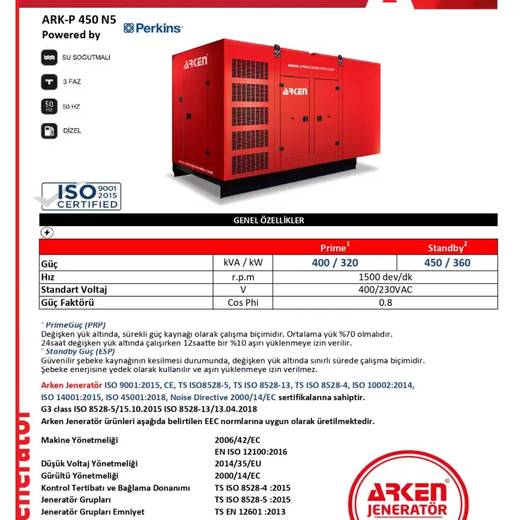 Arken Perkins Nekra ARK-P 450 N5 Dizel Jeneratör