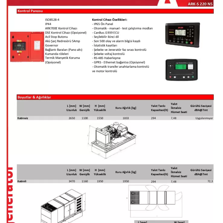 Arken Sdec Nekra ARK-S 220 N5 Dizel Jeneratör